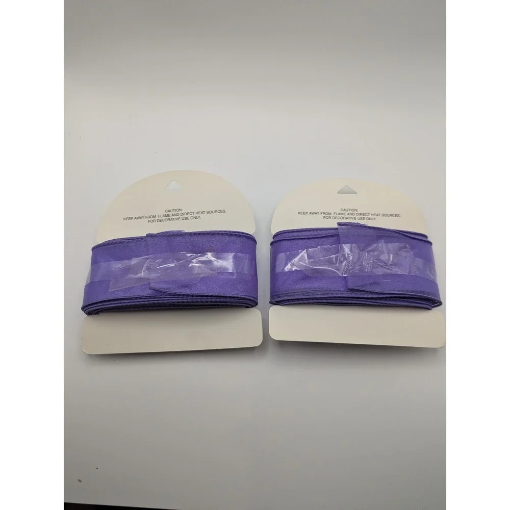 2 Vtg Color Burst Purple Sheer Wired Ribbon 2 Inch x‎ 15 Feet Crafting Decor